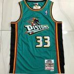 Maillot de Basket #33 Hill Pistons Vintage authentique Vert